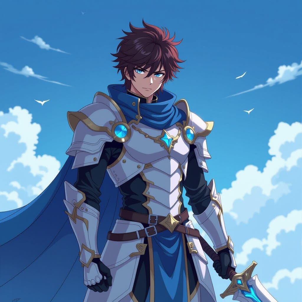 Anime Astral Knight in Cel-Shaded Style