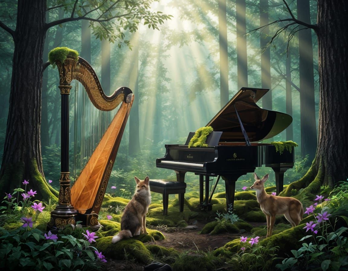 Forest Concert: Mossy Instruments with Wildlife Audience