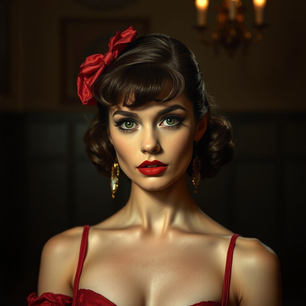 Pin-Up Woman in Chiaroscuro Lighting