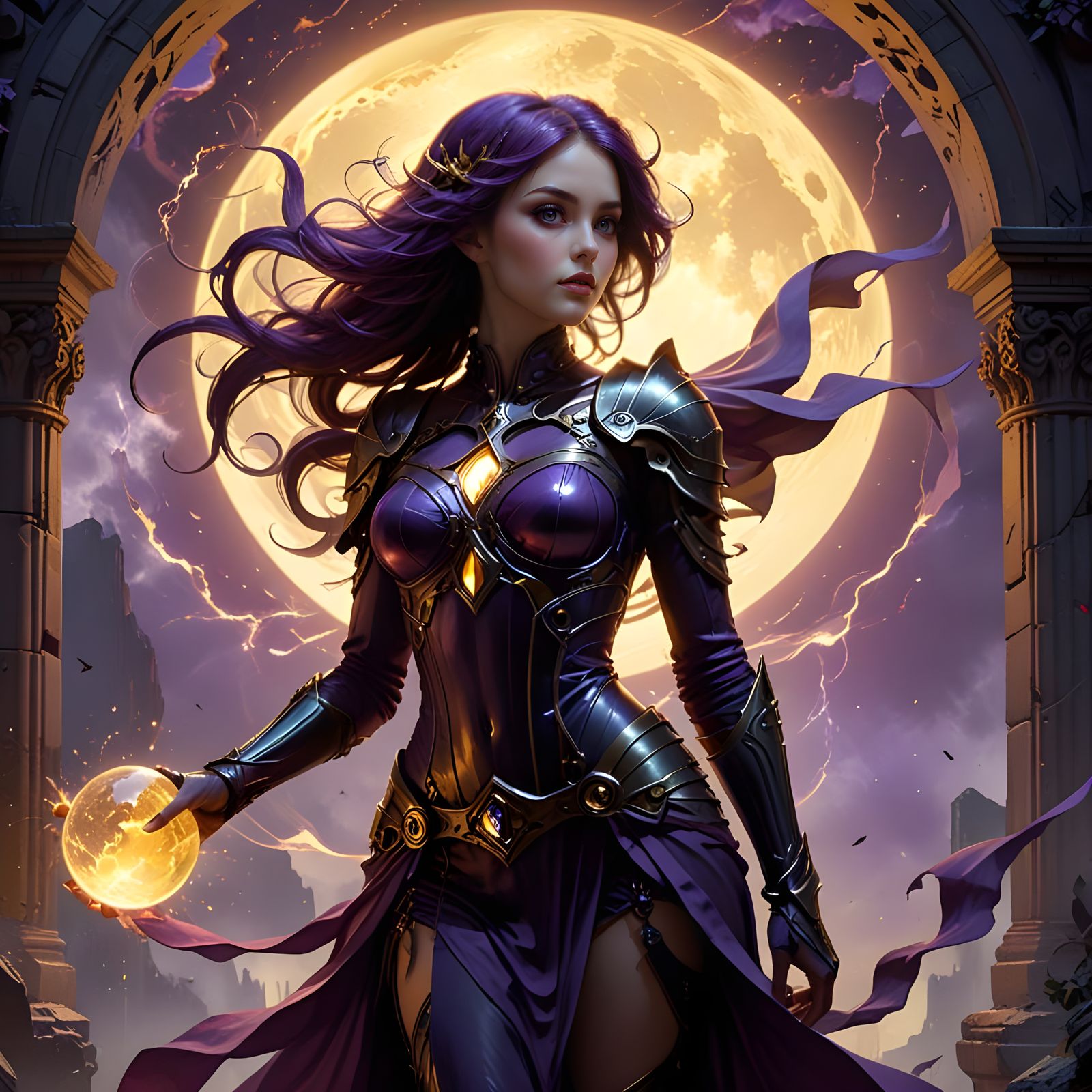 Epic Dark Fantasy Art: Titans Clash in Abyssal Ruins