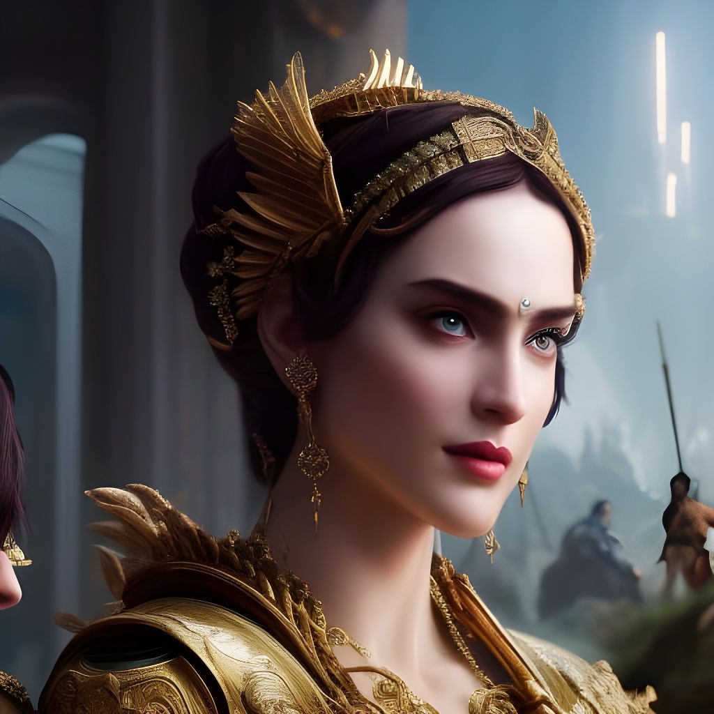 Aphrodite and Ares Selfie, Hyperdetailed Concept Art