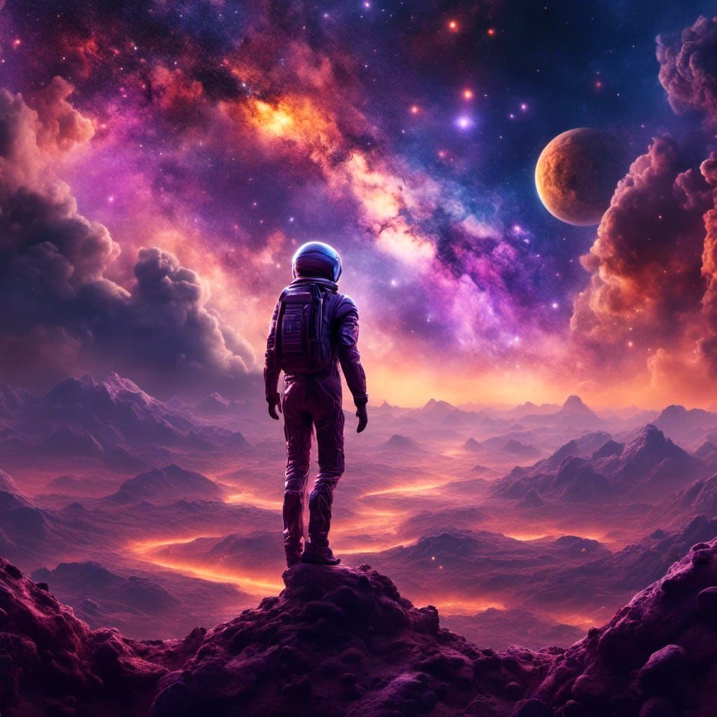 Lone Figure Steps into Starry Void