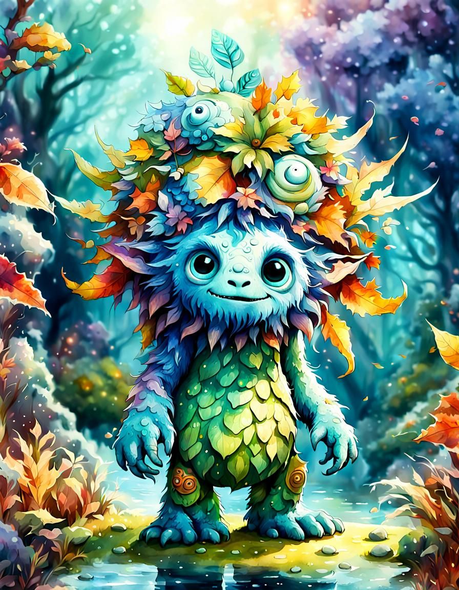 Adorable Seasonal Monster in Dreamworks Style