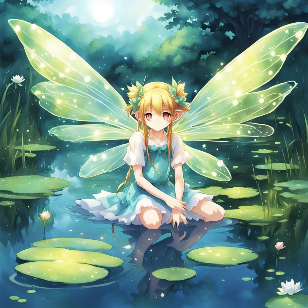 Anime Style Pond Fairy Illustration