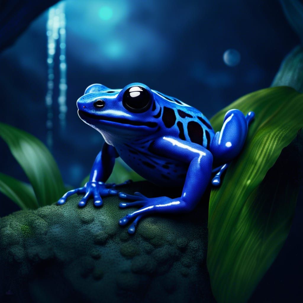 Blue Poison Dart Frog in Tropical Paradise