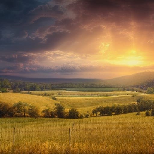 Georgia Sunset Landscape: Digital Matte Painting