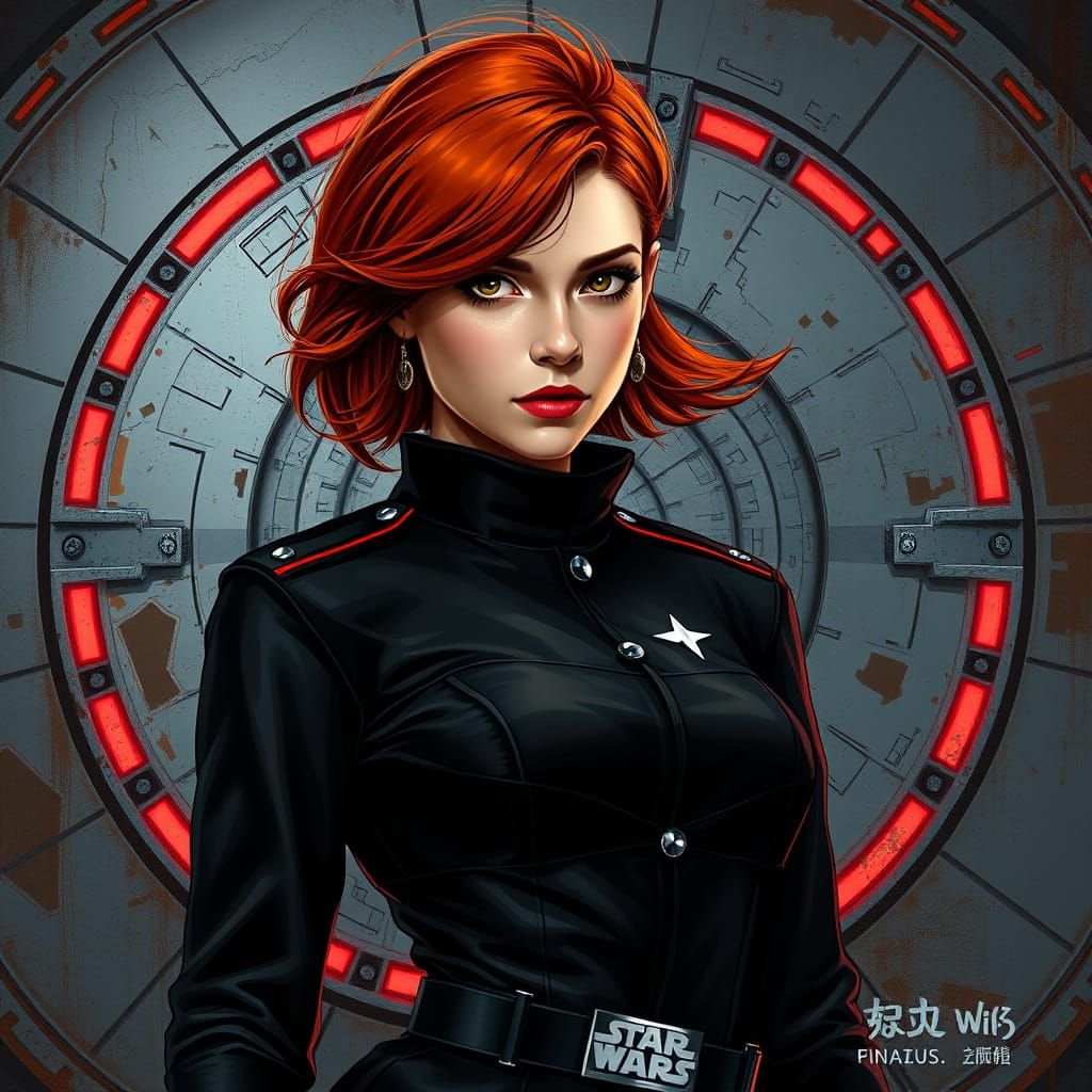 Cyberpunk-Inspired Imperial Officer with a Mysterious Glint