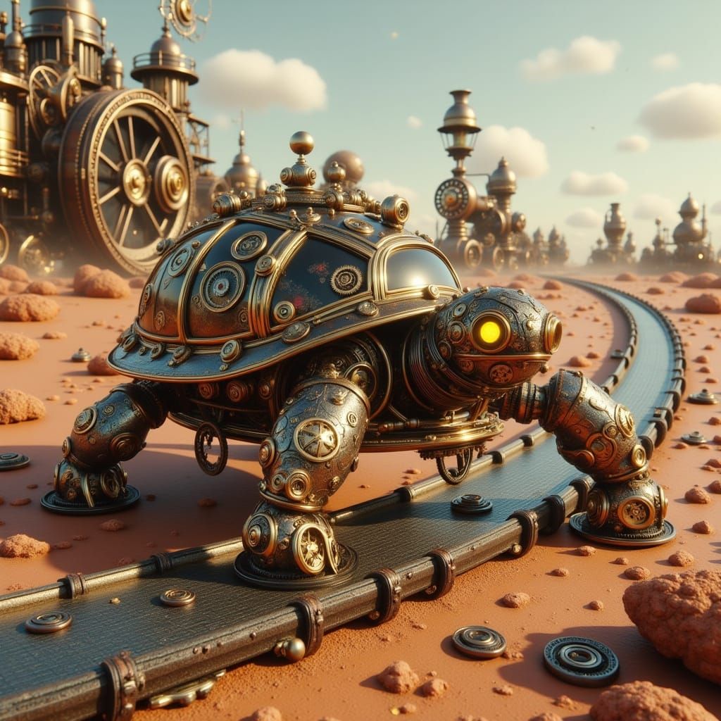 Mechanical Turtle Embarks on Steampunk Odyssey