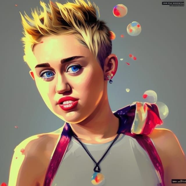 Miley Cyrus Portrait in Art Nouveau Style