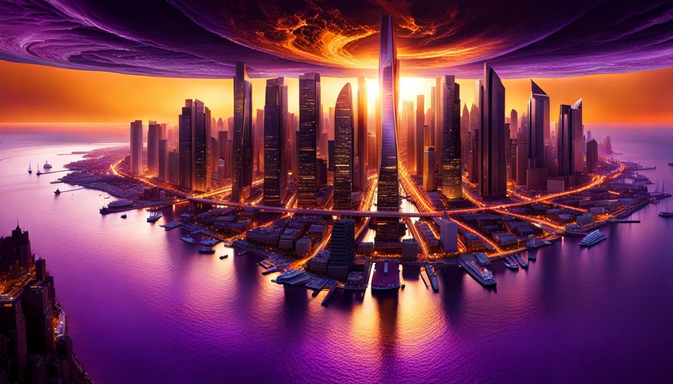 City by the Sea in Earth's Center: Dark Fantasy