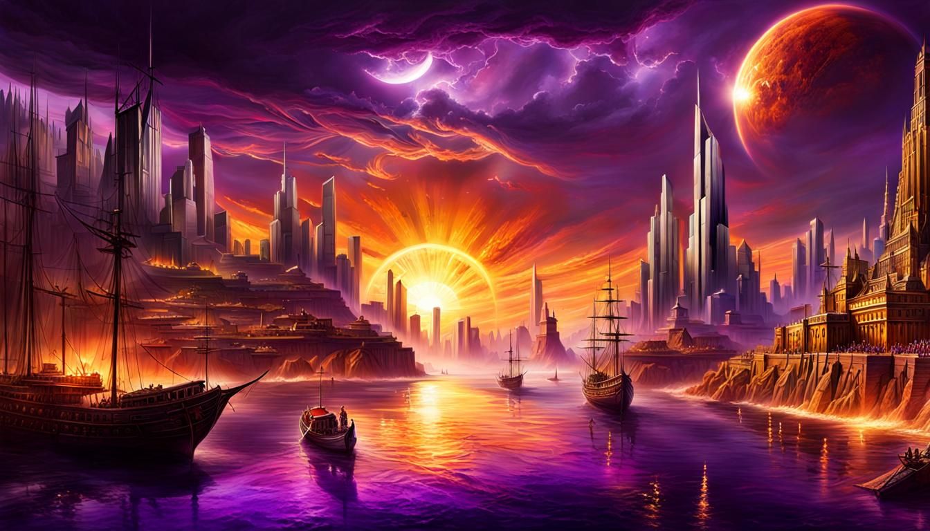 City by the Sea in Center Earth: Hyperrealistic Art