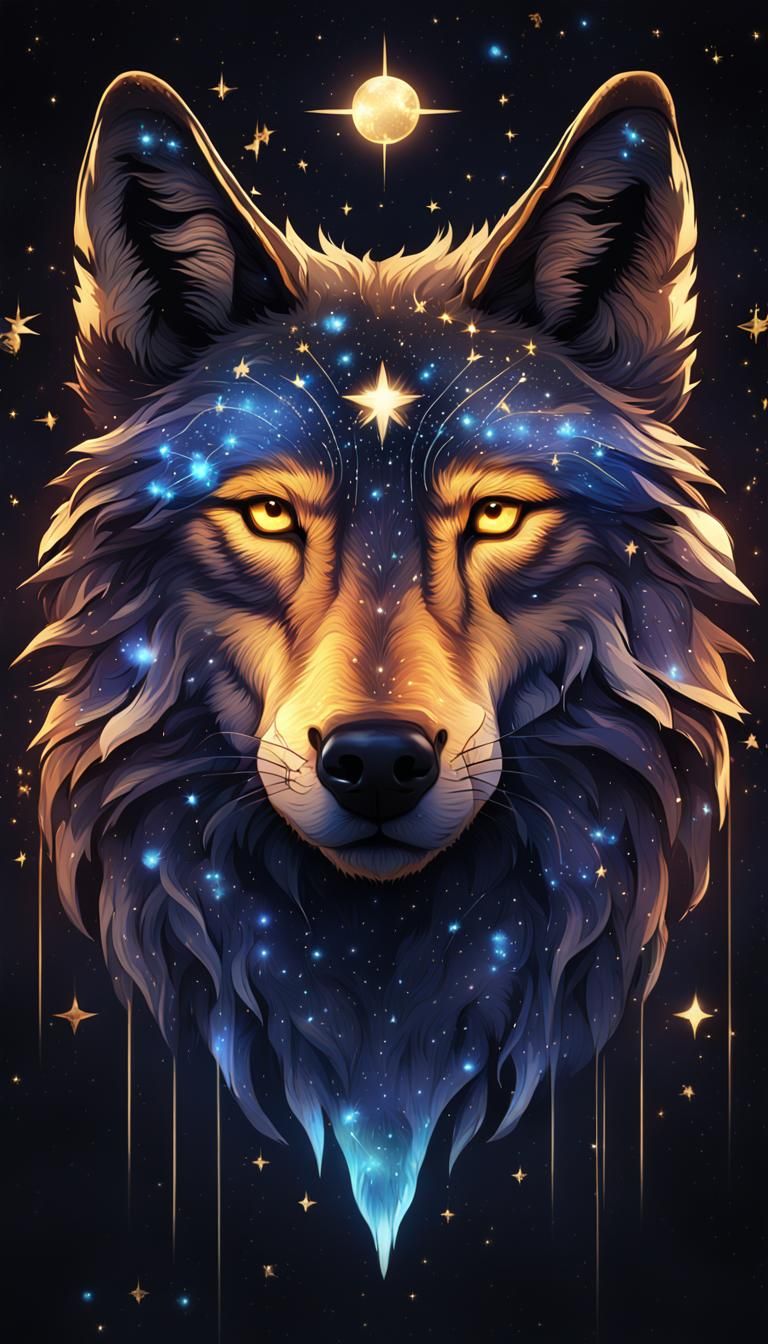 Wolf Constellation Matte Painting in Fantasy Style