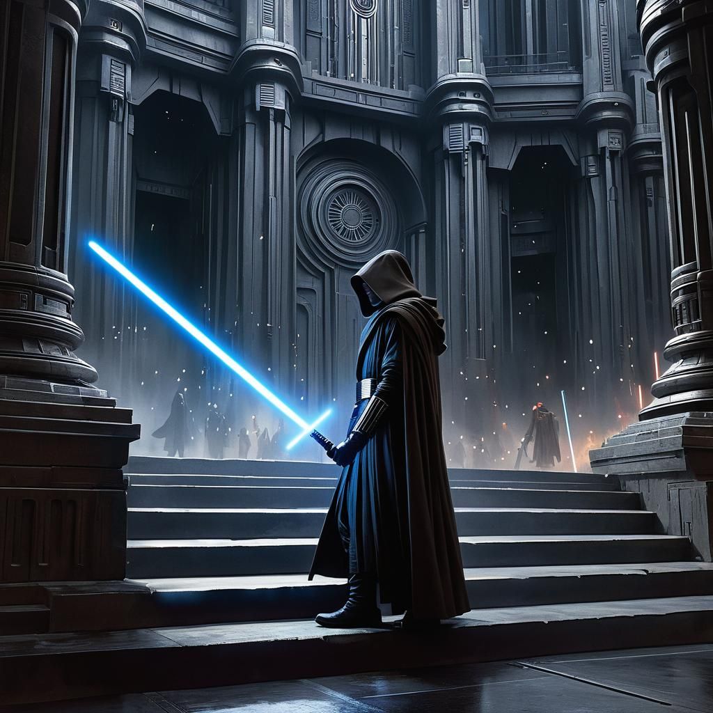 Jedi at Coruscant Temple in Ink Style