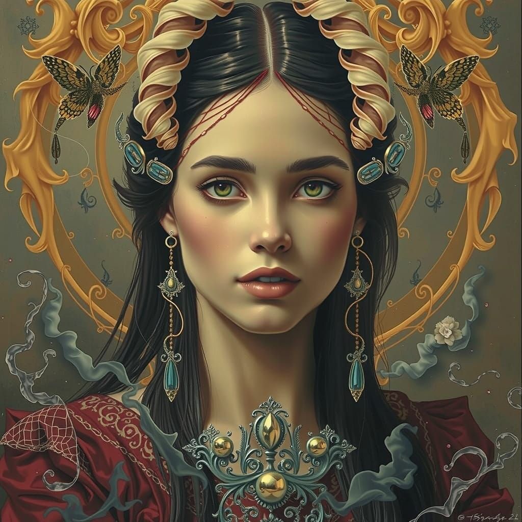 Surreal Woman Floating in Dreamlike Hyperrealism