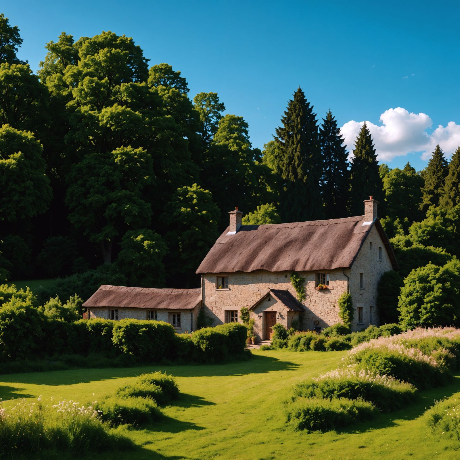 Lush Countryside Abode in Cinematic Hyperrealism