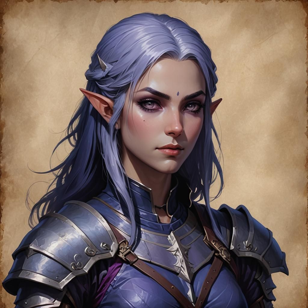 Dark Elf Portrait in Anime-Inspired Fantasy Art