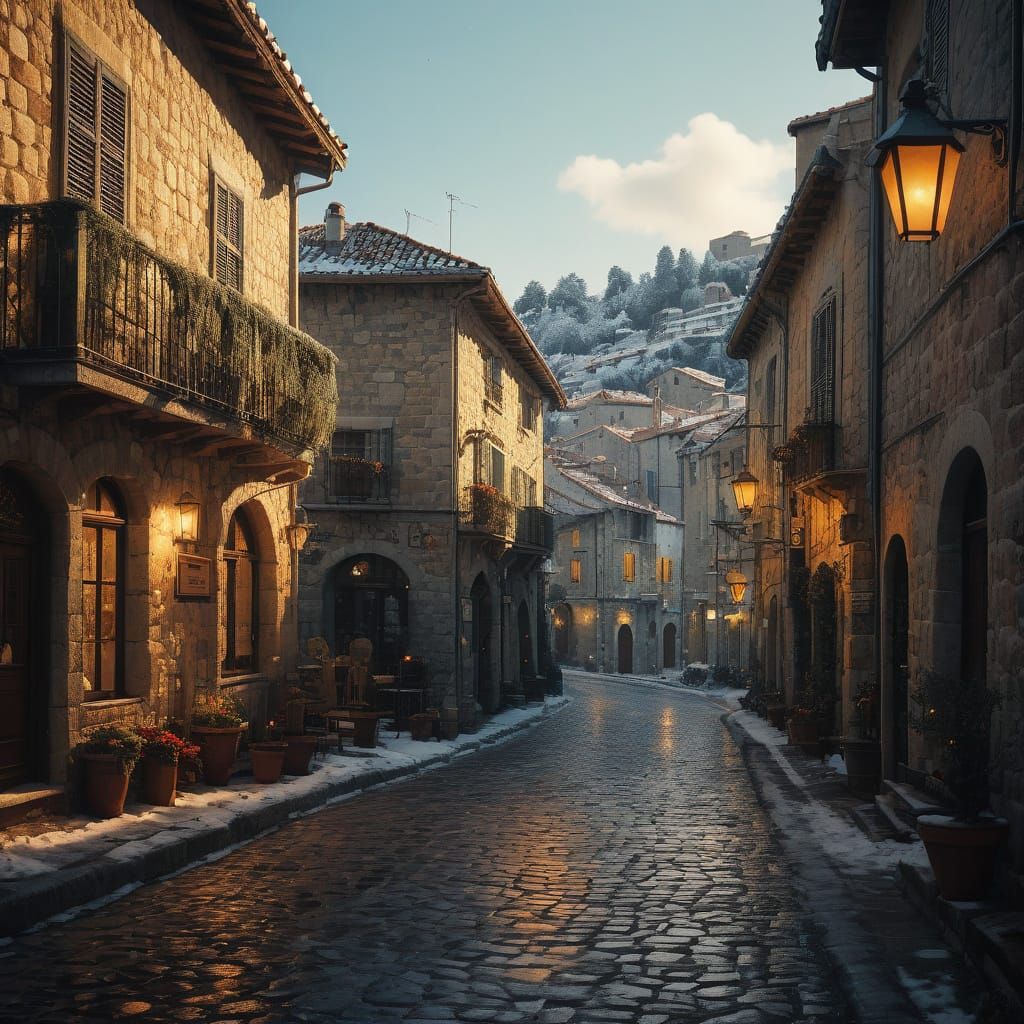 Medieval Èze France at Christmas in Golden Light