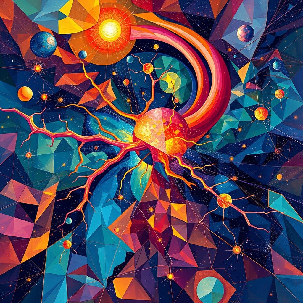 Neurons and Cosmos Unite in Vibrant, Swirling Harmony