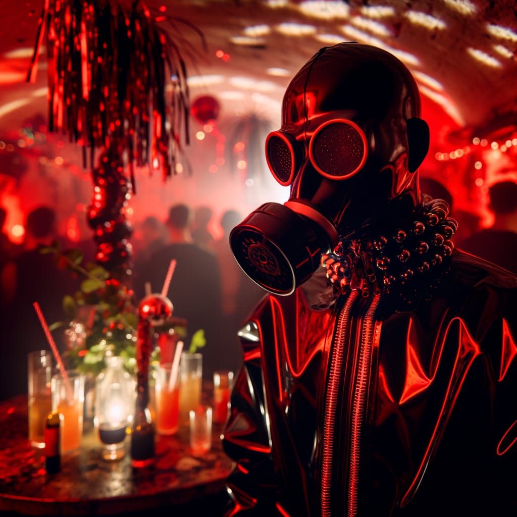Doll in Gas Mask Attends Underground Cyberpunk Rave
