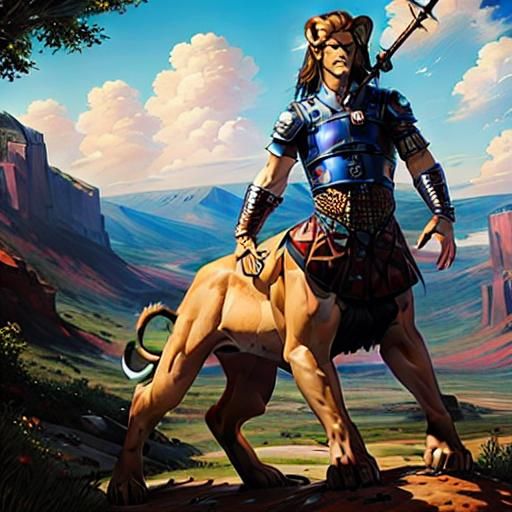 Liontaur Warrior in Ethereal Fantasy Style