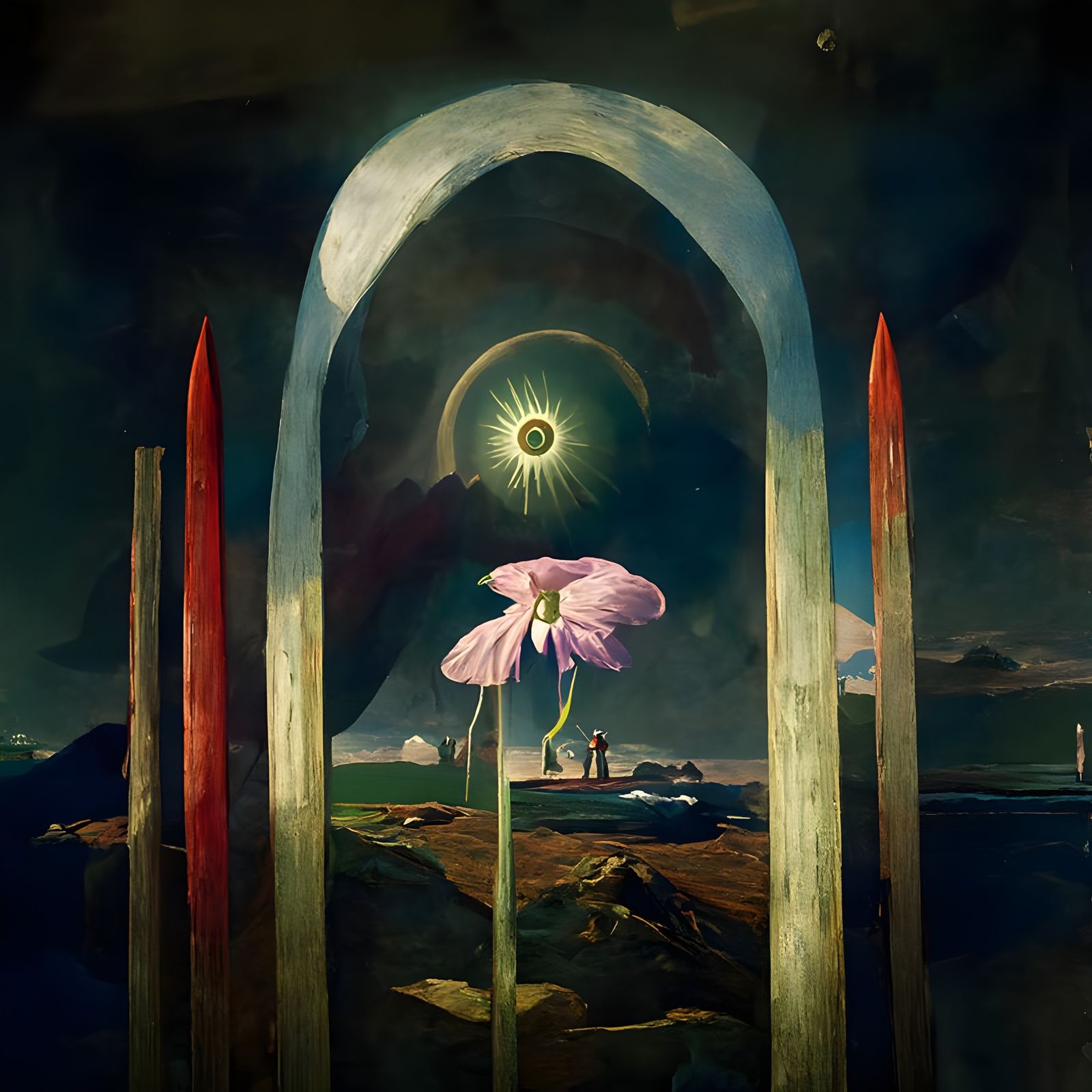Psychedelic Surrealism Painting with Meaningful Symbolism