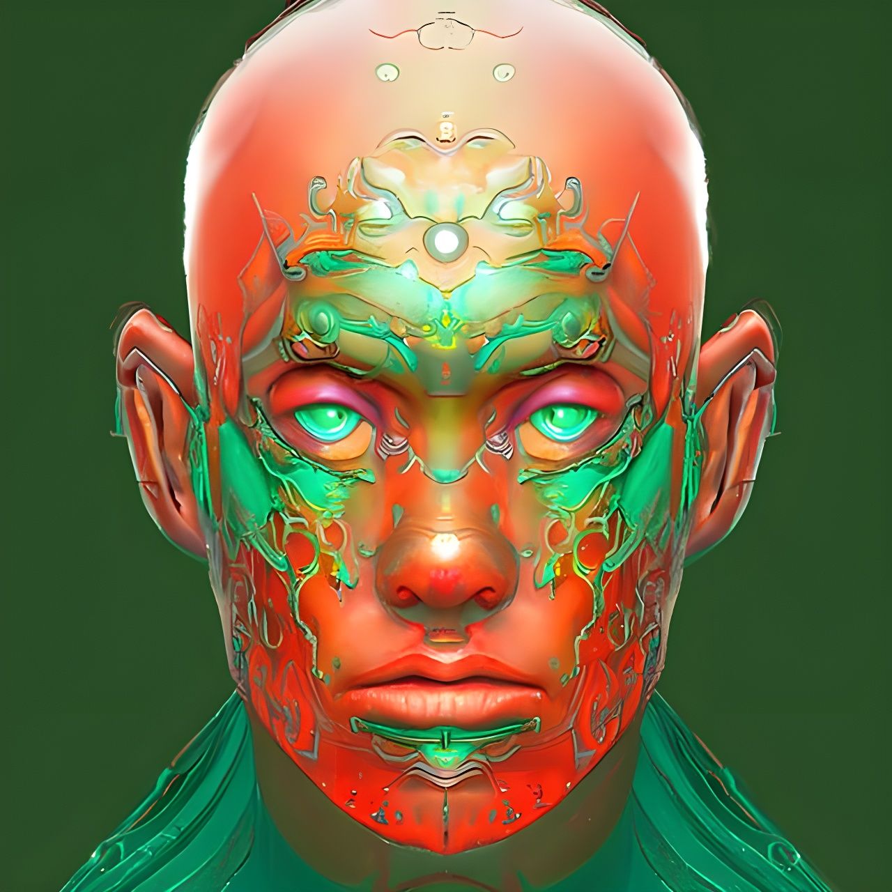 Detailed 3D Portrait of a Sci-Fi Shaman Face