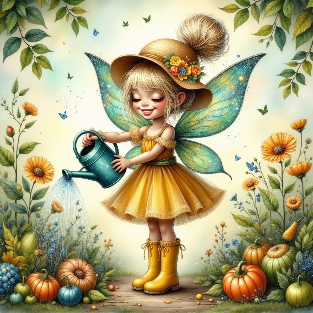 Sparkly Fairy in a Vibrant Garden