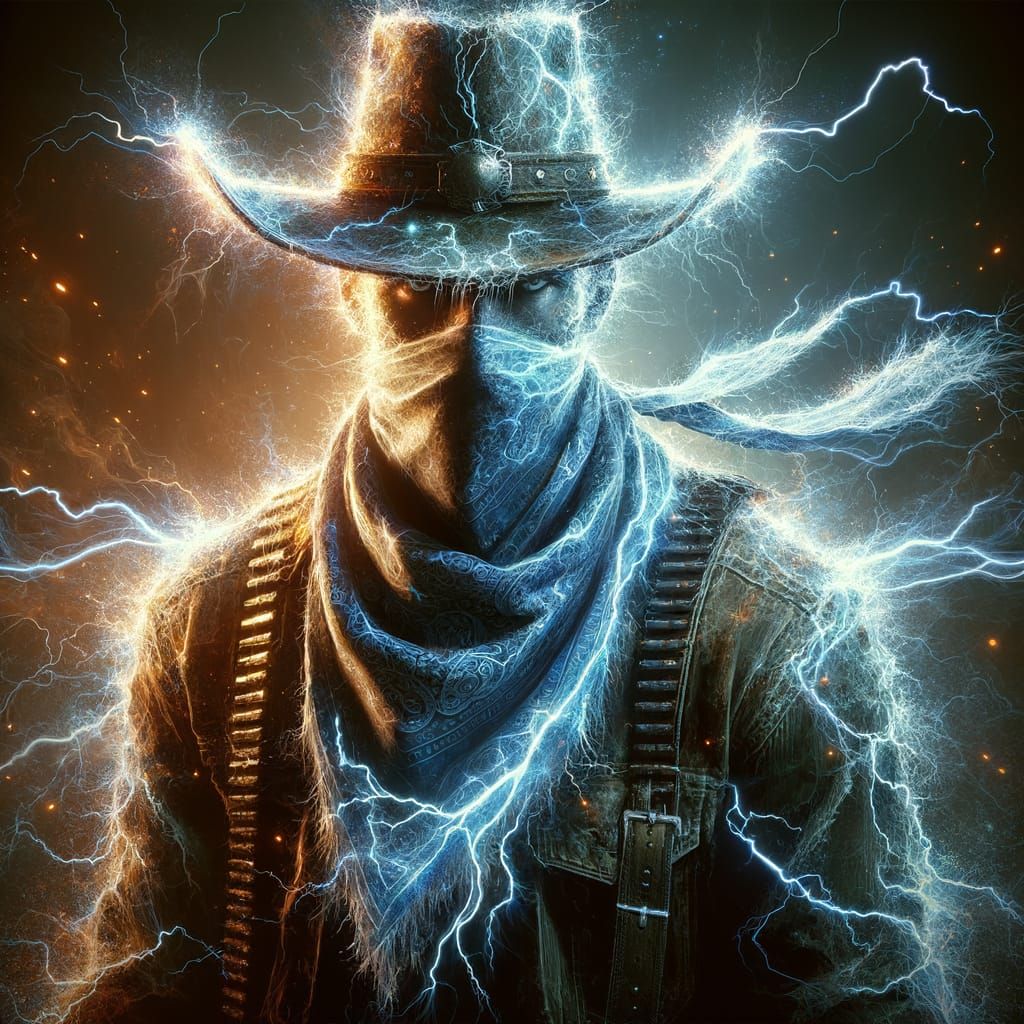 Electric Cowboy in a Stormy Western Sky