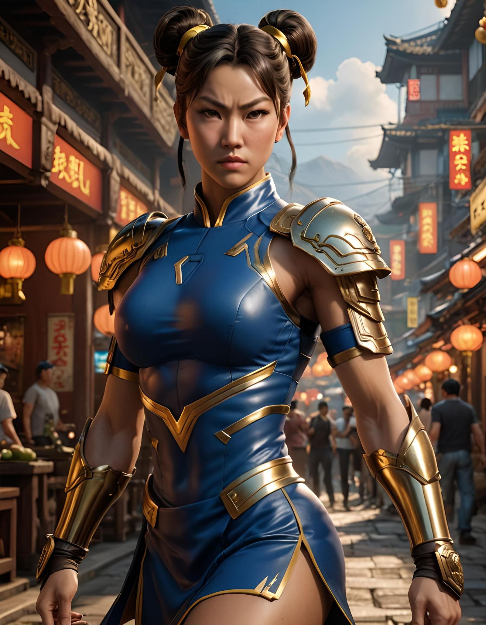 Hyper-Realistic Chun-Li Full Body 3D Anime Art
