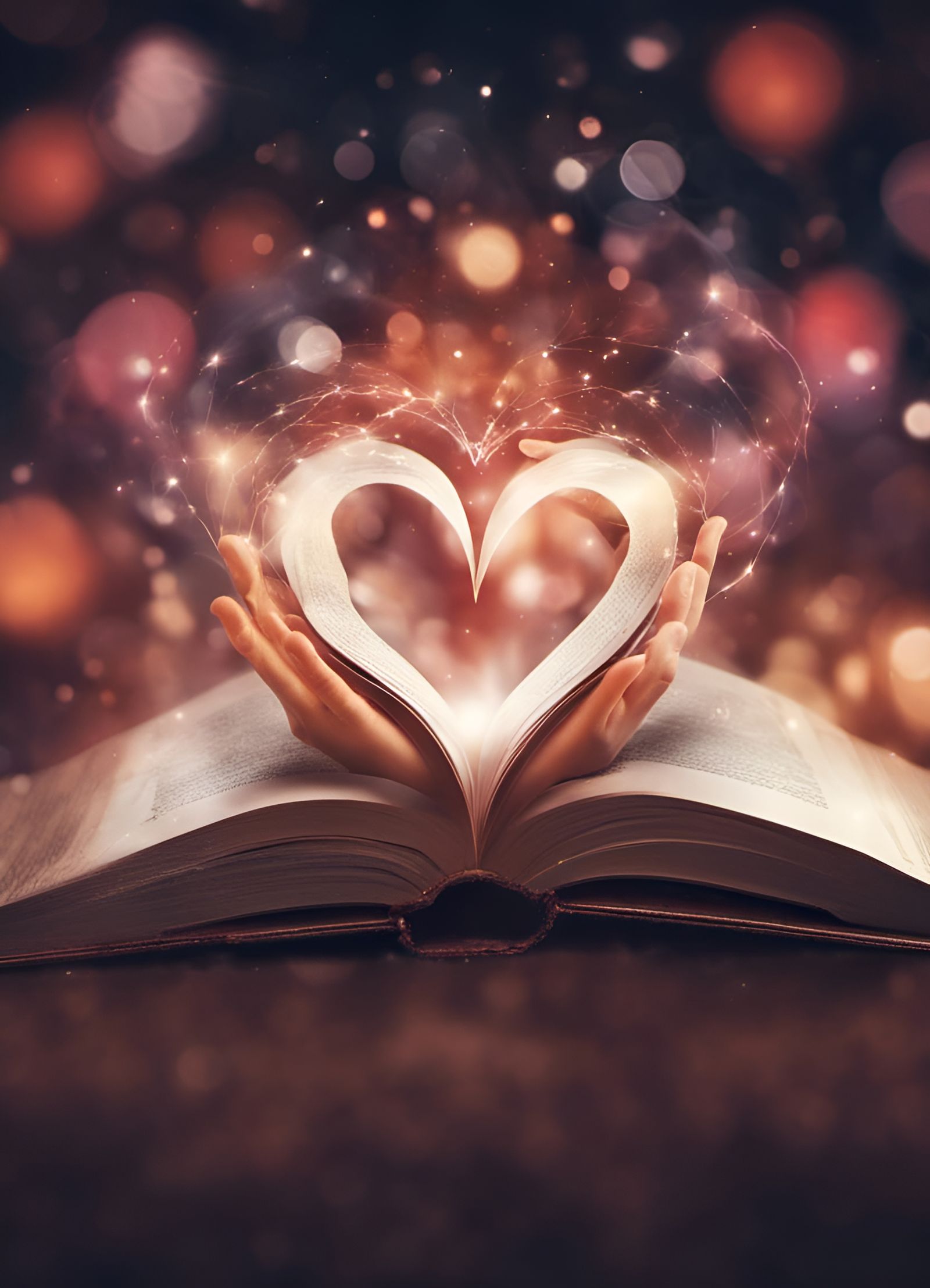 Hand Reaching for Heart Emerging from Book