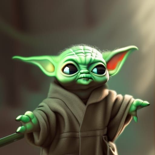 Detailed Matte Painting of Baby Yoda