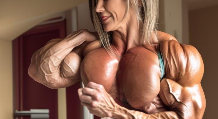 Muscular Female Bodybuilder with Ripped Physique
