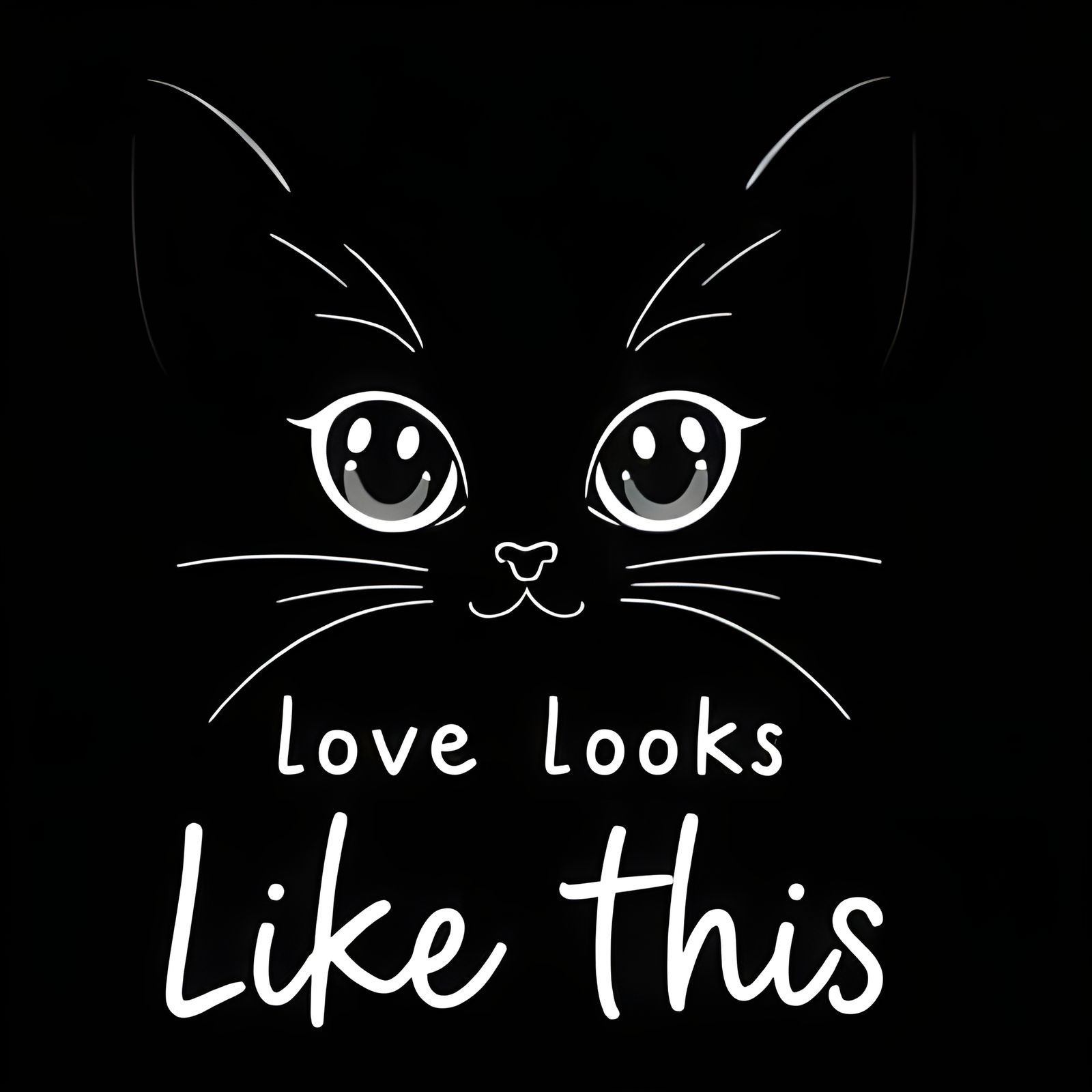 Cute Kitten Silhouette Vector Art with LOVE LOOKS LIKE THIS ...