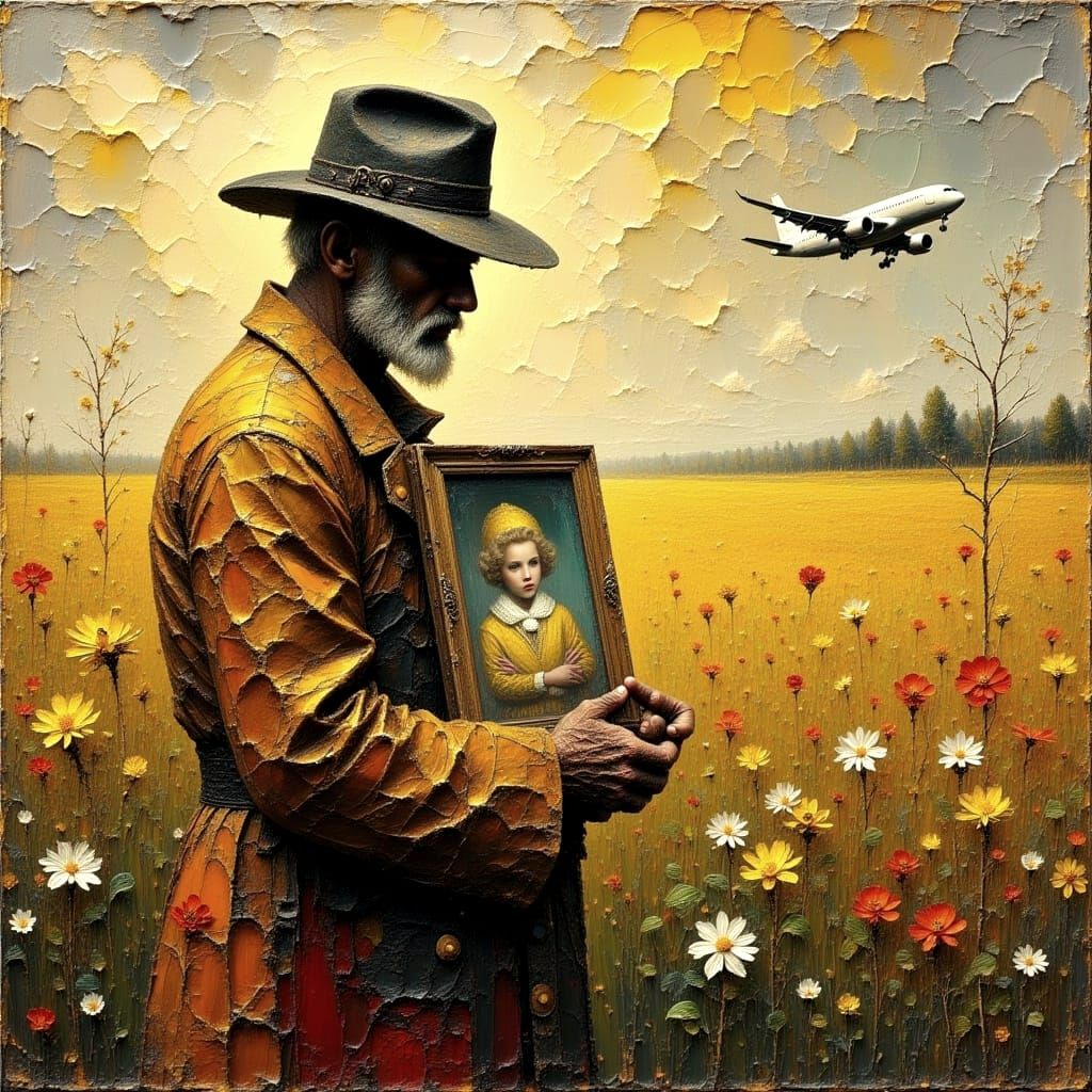 Fatherly Absence in a Whimsical Impasto Oil Painting