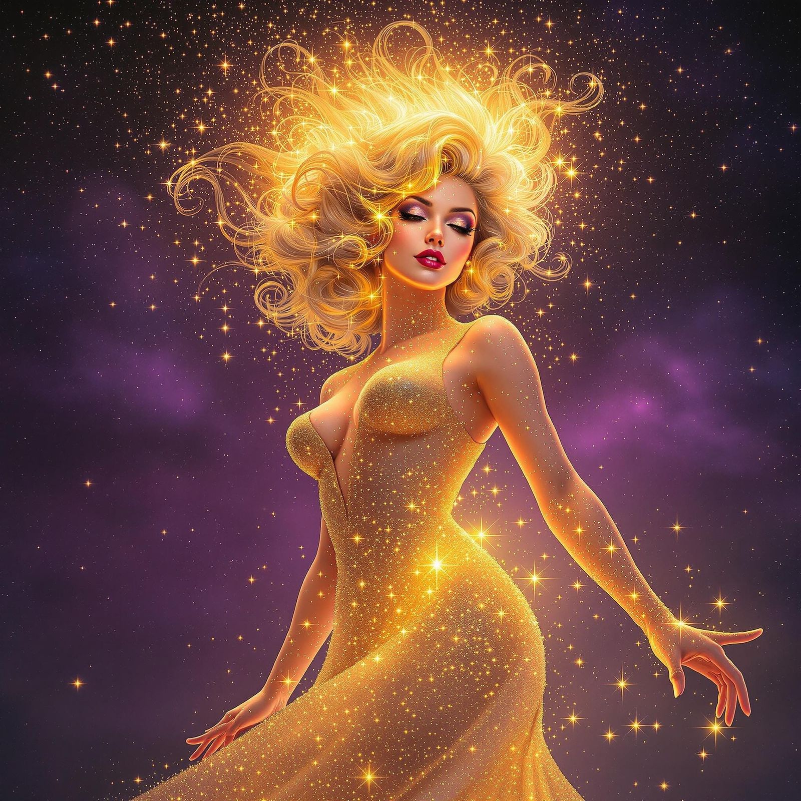 Starlight Figure with Sunlight Waves in Photorealistic Style