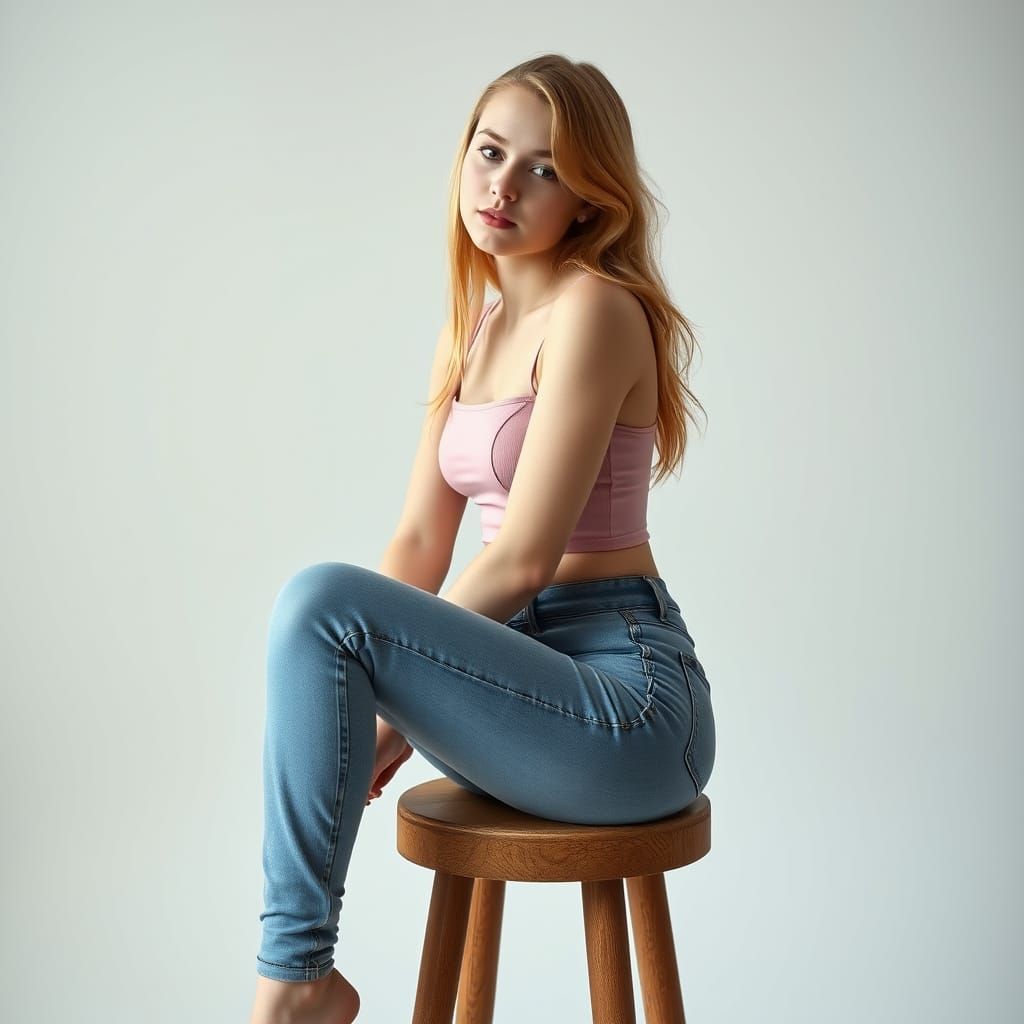 Girl in Pink Top Poses in Cinematic Style