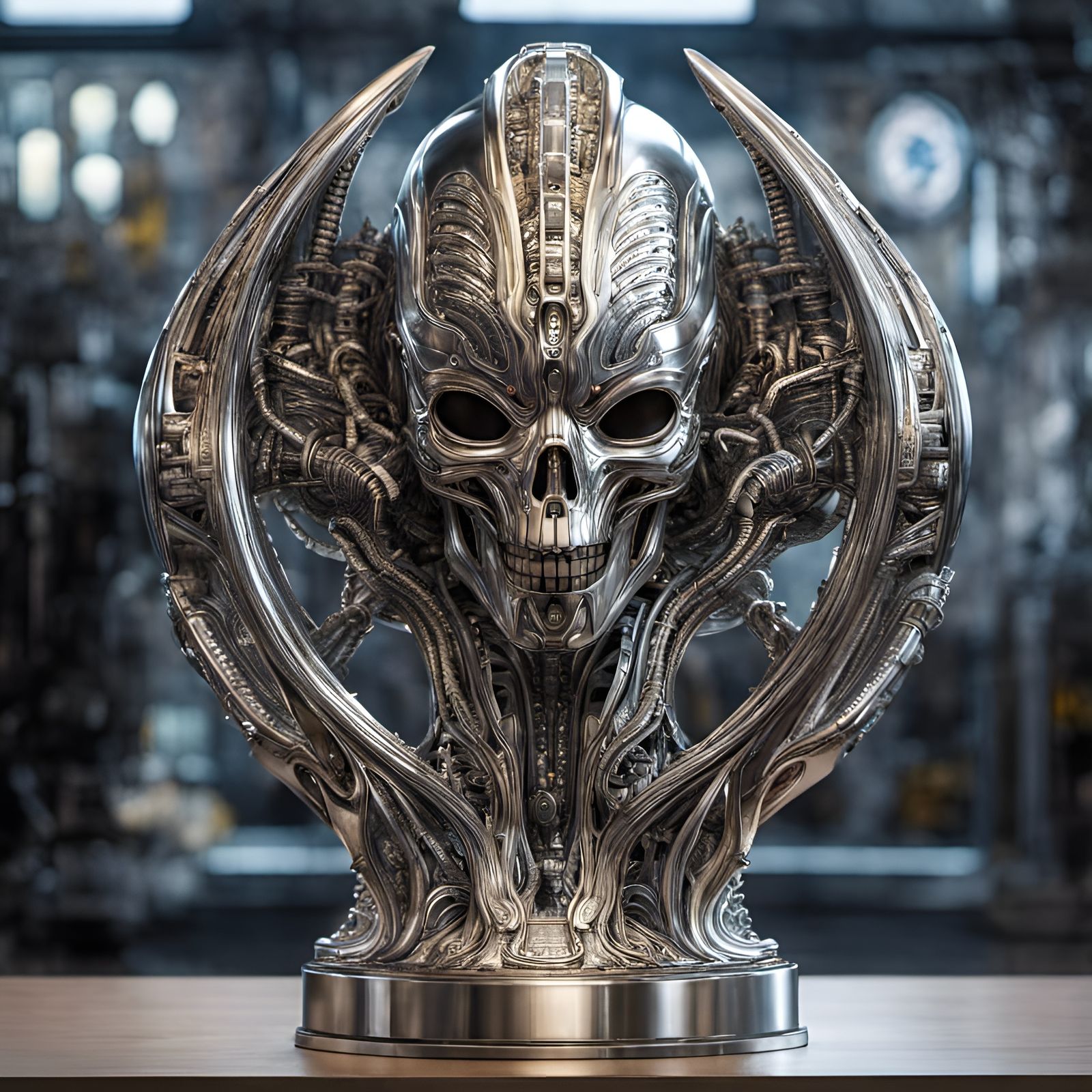 Cybernetic Alien Trophy in Giger Style