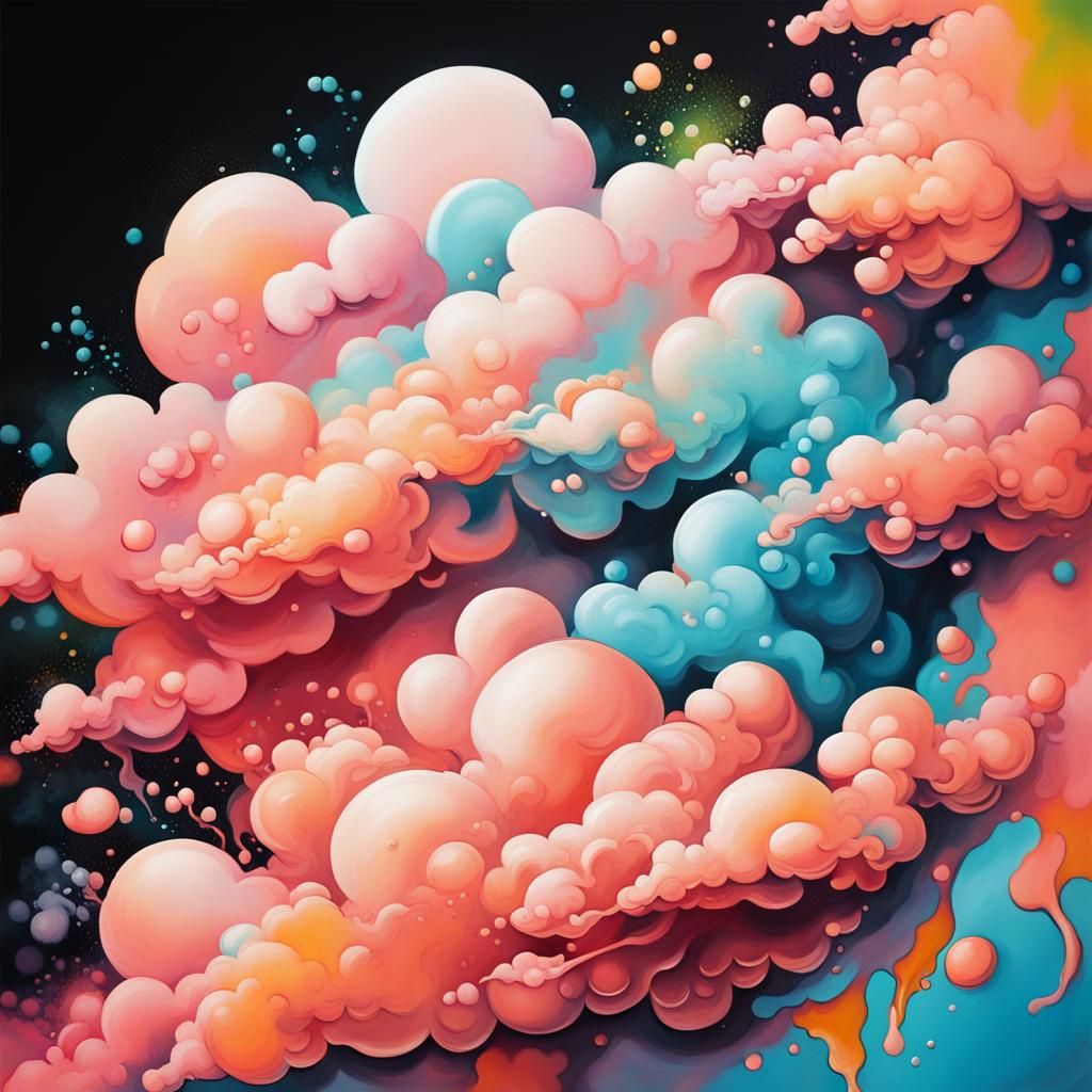 Peach Clouds in Graffiti Splash Art Style