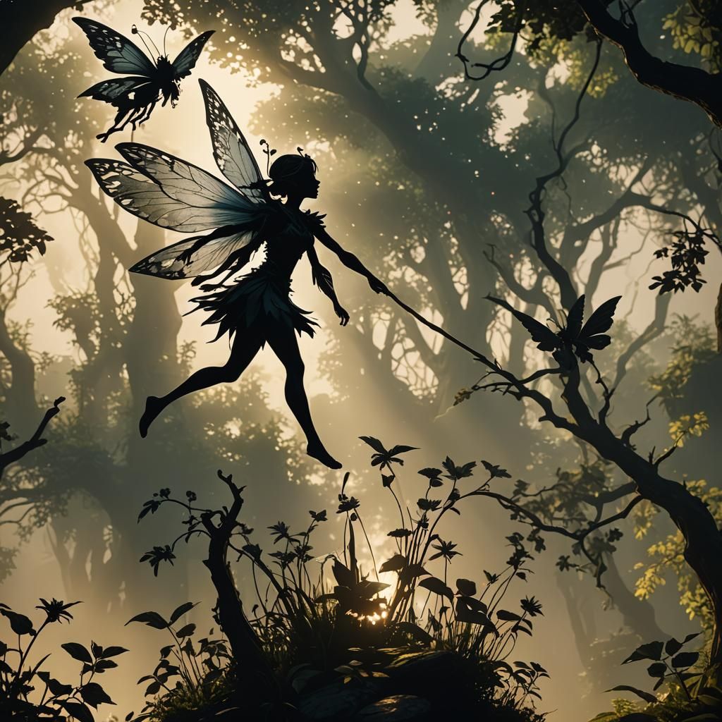 Fairy Silhouette in 3D Game Cinematic Style