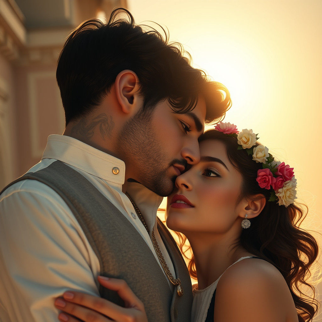 Italian Man and Persian Woman in Hyperrealistic Detail