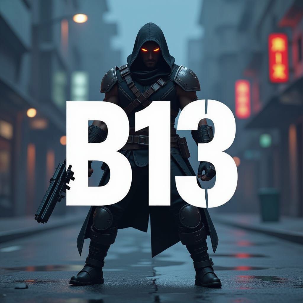 Rust Game Character Avatar with B13 Text Overlay