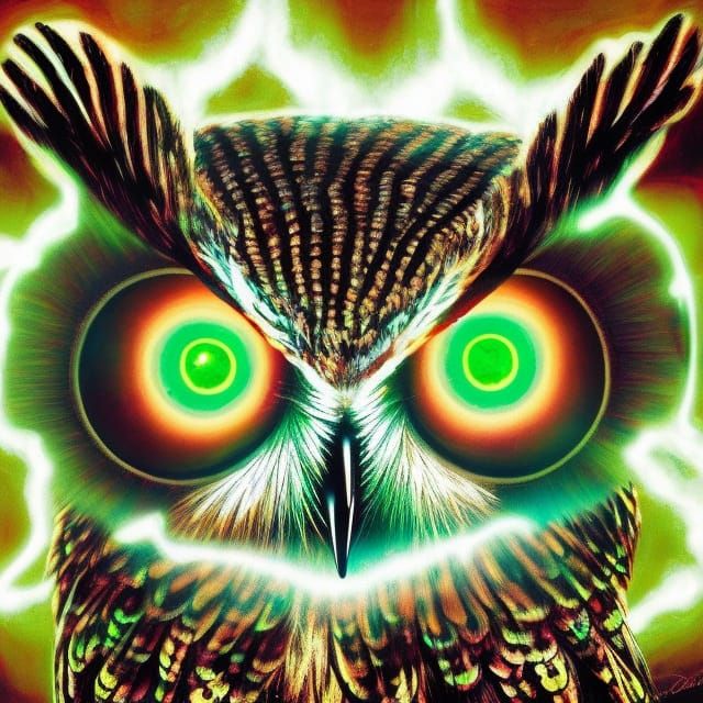 Ominous Owl with Hollow Eyes in Surreal Style