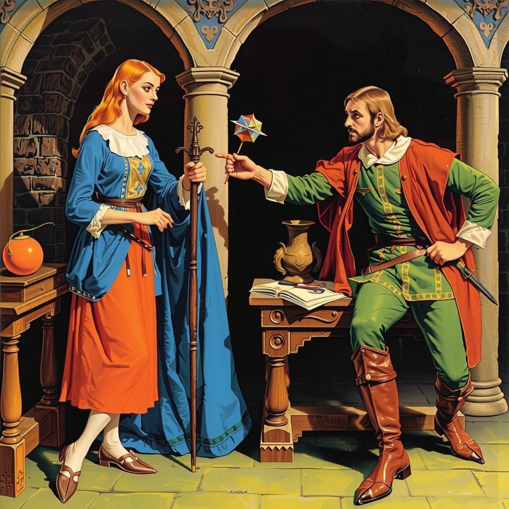 Medieval Fantasy Art in Retro Pulp Style