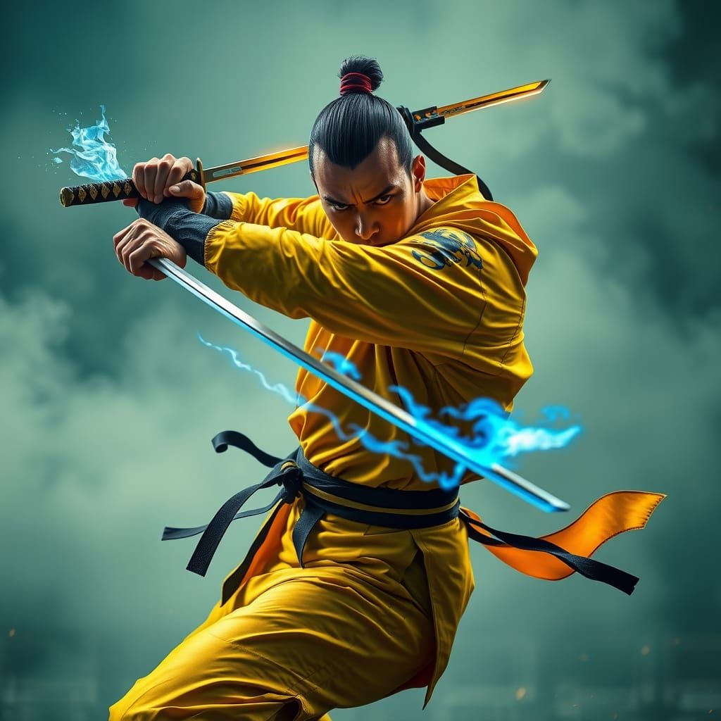 Martial Artist with Katana in Ultra-HD Anime Style