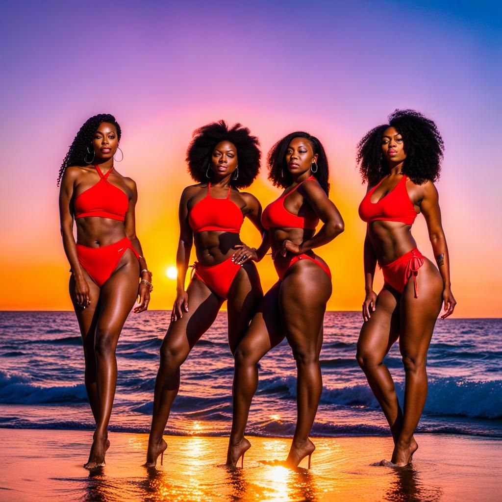 Black Women Silhouetted at Sunrise