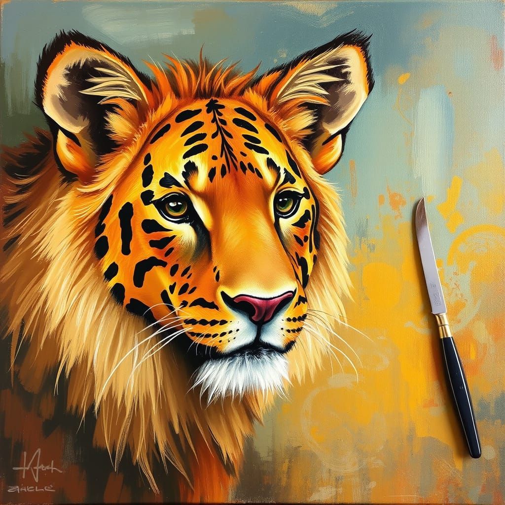 Animal Art Studio Painting with Palette Knife