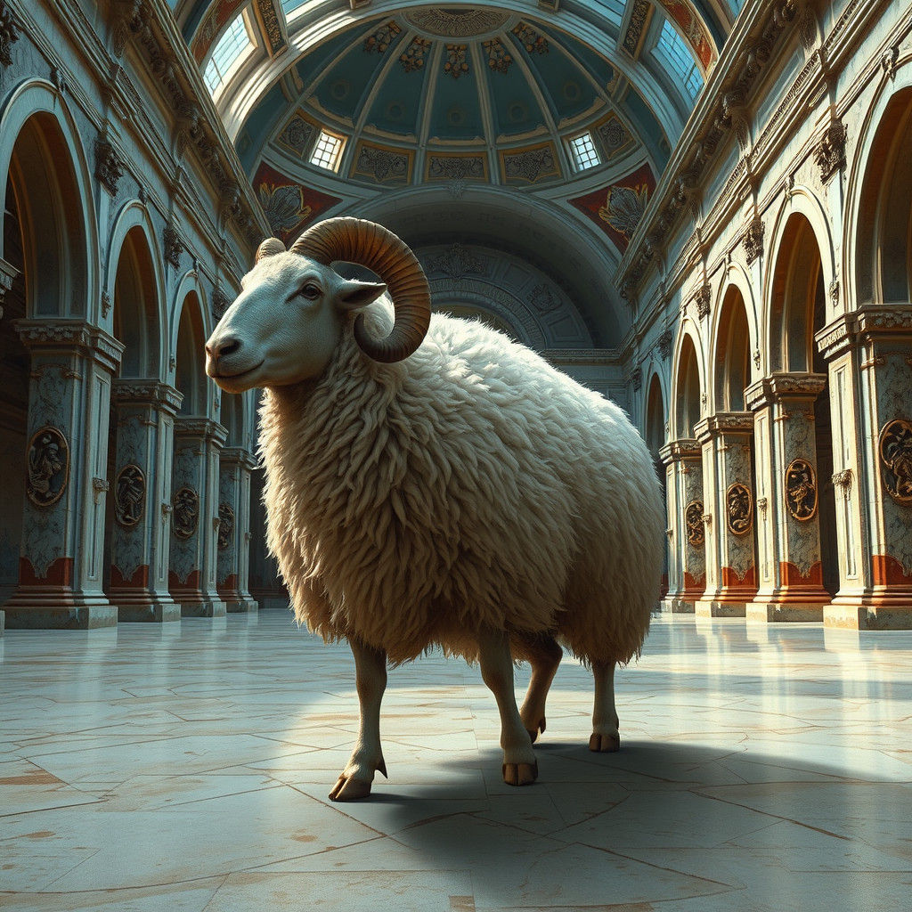 Sheep Sinking in Museum: Matte Painting