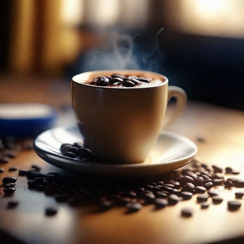 Steaming Coffee Cup in Vibrant Digital Art Style