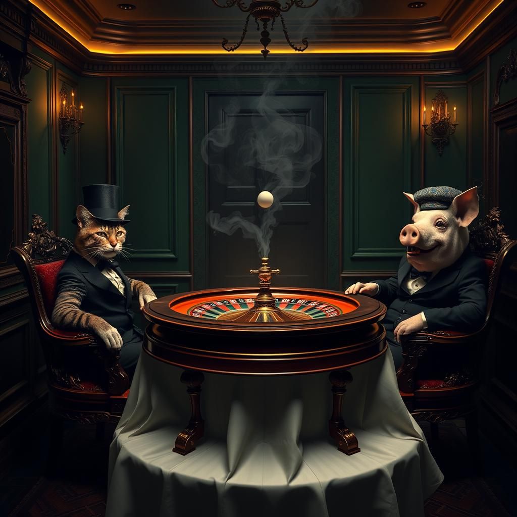 Animals Play Roulette in Atmospheric Room