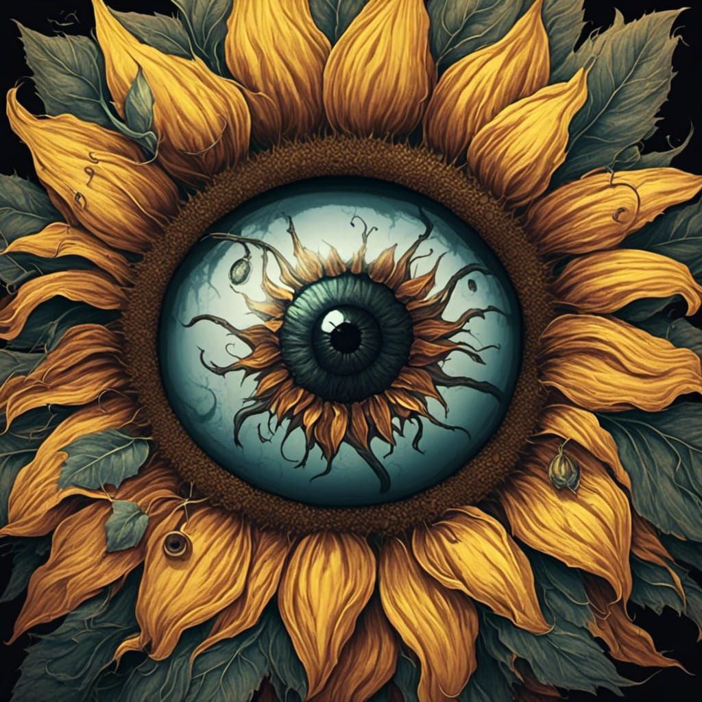 Surreal Eyeball Sunflower Composition